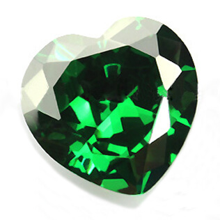 GREEN CUBIC ZIRCONIA - Heart