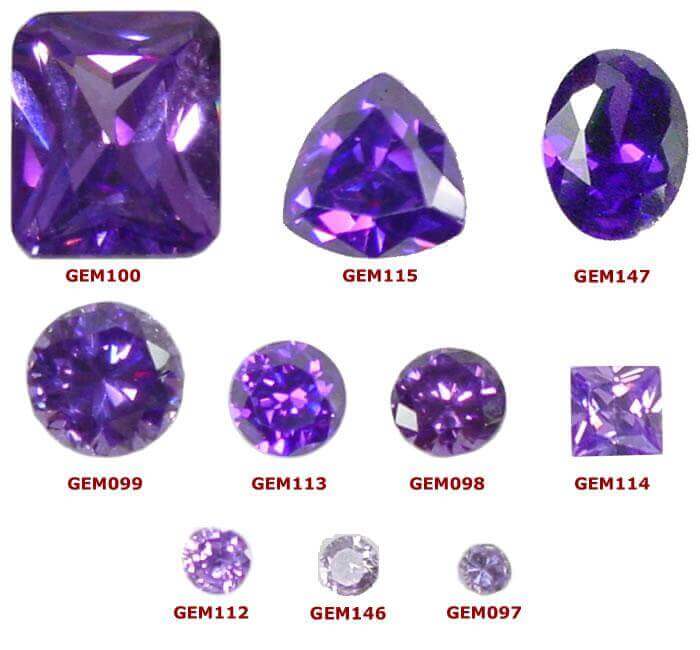 CUBIC ZIRCONIA COLOR STONES - Violet Cubic Zirconia