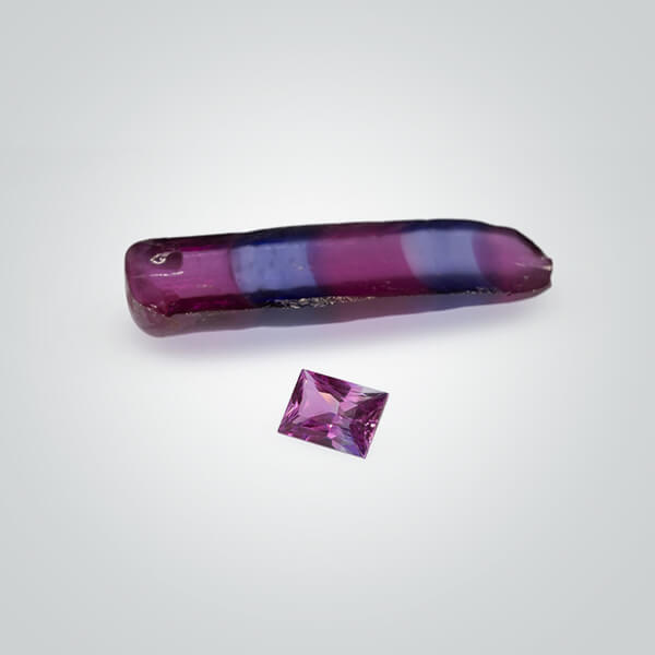 Lab Created Bi-Color Kunzite / Blue Sapphire Corundum Rough