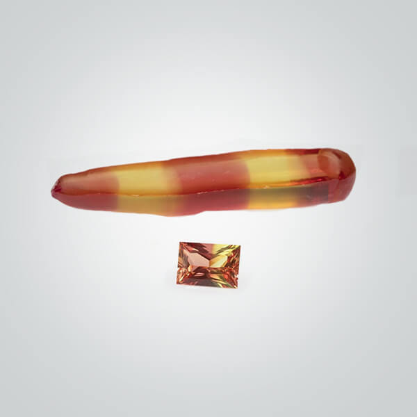 Lab Created Bi-Color Yellow/ Orange Sapphire Corundum Rough