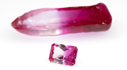 Lab Created Bi-color White/Pink Sapphire Corundum