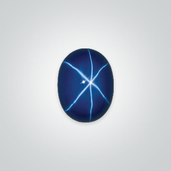Lab Created Blue Star Sapphire, Oval Cabochon - Cubic Zirconia (CZ