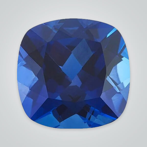 Lab Created Pulled Czochralski Blue Sapphire, Cushion Checkerboard
