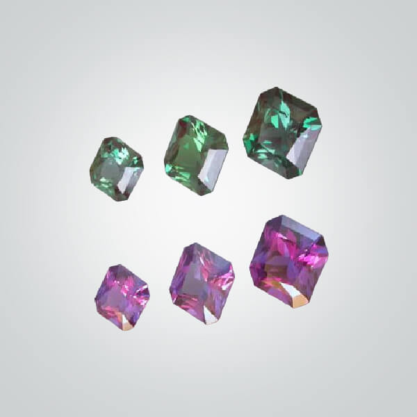 Lab Created Pulled Czochralski Alexandrite (Color Change), Octagon Radiant