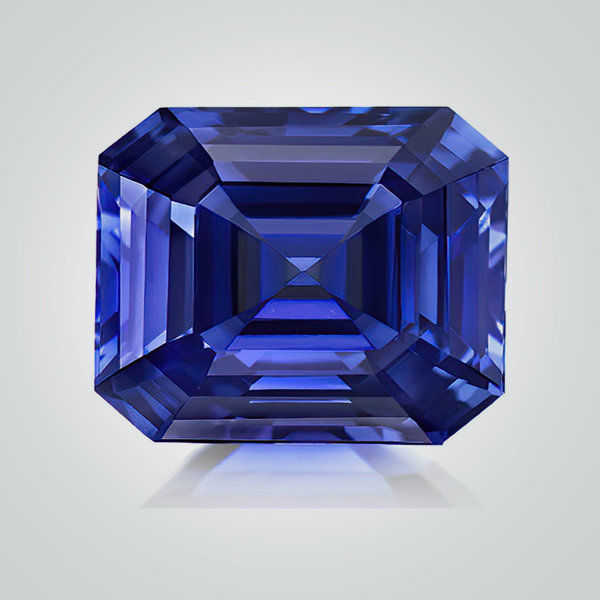 Lab Created Pulled Czochralski Blue Sapphire, Asscher
