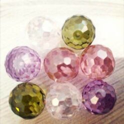 Cubic Zirconia Red, Faceted Balls With Full Hole