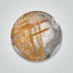 Natural Rutilated Quartz, Round Cabochon
