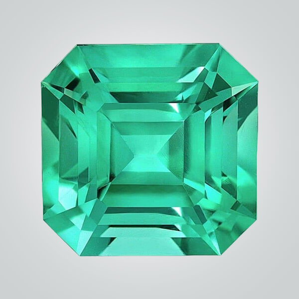 Lab Created Hydrothermal Colombian Emerald, Asscher - Cubic