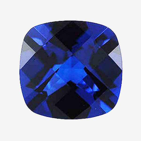 Lab Created Blue Sapphire# 34 (Medium), Cushion Checkerboard
