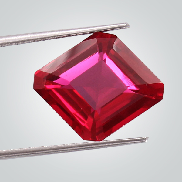 Lab Created Pulled Czochralski Pinkish Ruby, Asscher