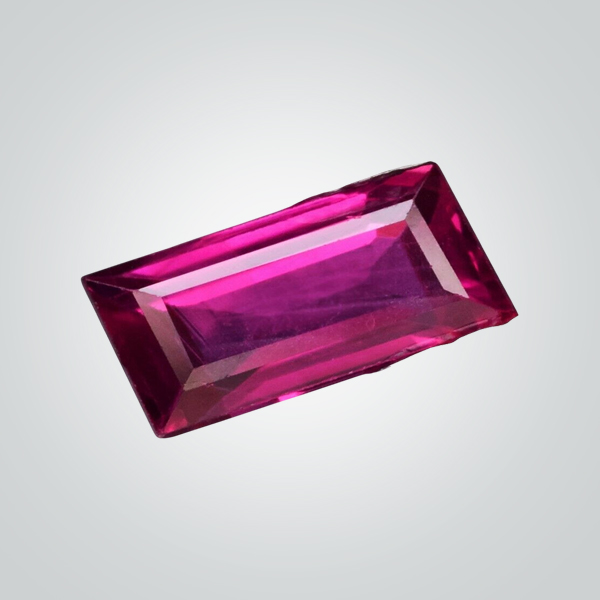 Lab Created Pulled Czochralski Pinkish Ruby, Baguette