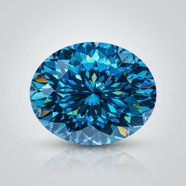 Blue Moissanite, Round Portuguese Cut