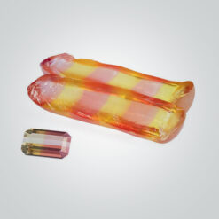 Lab Created Bi-Color Pink Morganite/ Yellow Sapphire Corundum Rough
