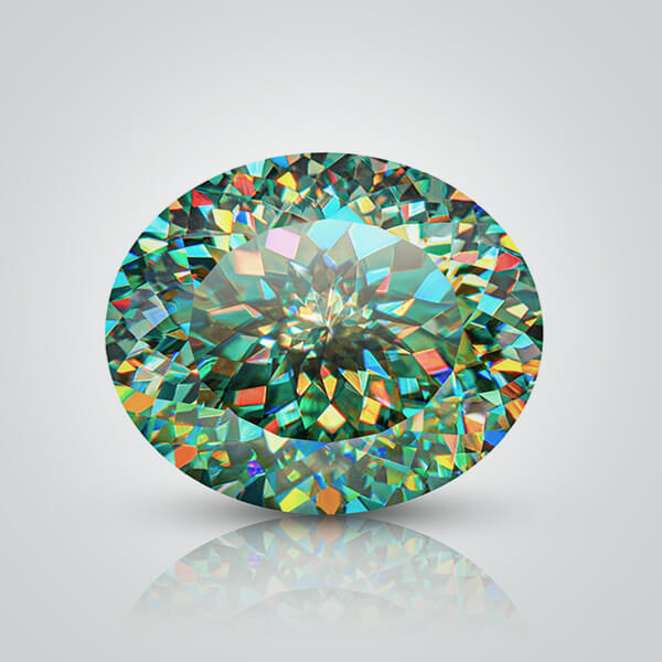 Green Moissanite, Round Portuguese cut